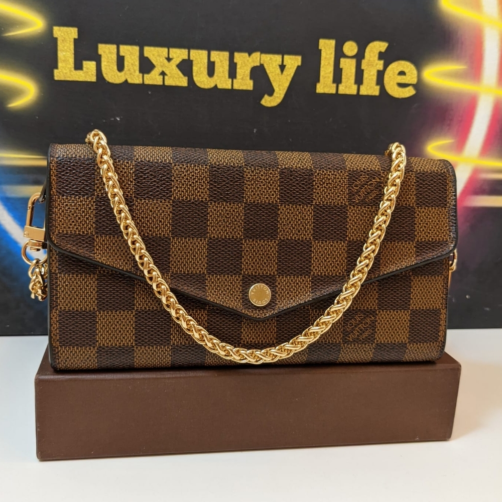 💎Authentic💎 Louis Vuitton Sarah long wallet Damier converted to crossbody
